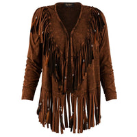 Pat Dahnke - Women's Short V Back Fringed And Feathered Jacket