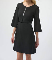 Joseph Ribkoff - Scuba Crepe and Leatherette A-Line Dress