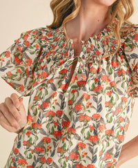 &merci Floral Flutter Sleeve Blouse in ivory - women's blouse - view 8