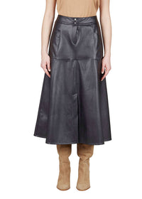 Purotatto - Faux Leather Midi Skirt
