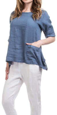 Gigi Moda - Maira Linen Scoop Neck Top