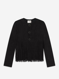 FRAME Saddle Luxe Suede Jacket in black - women's jacket - view 5
