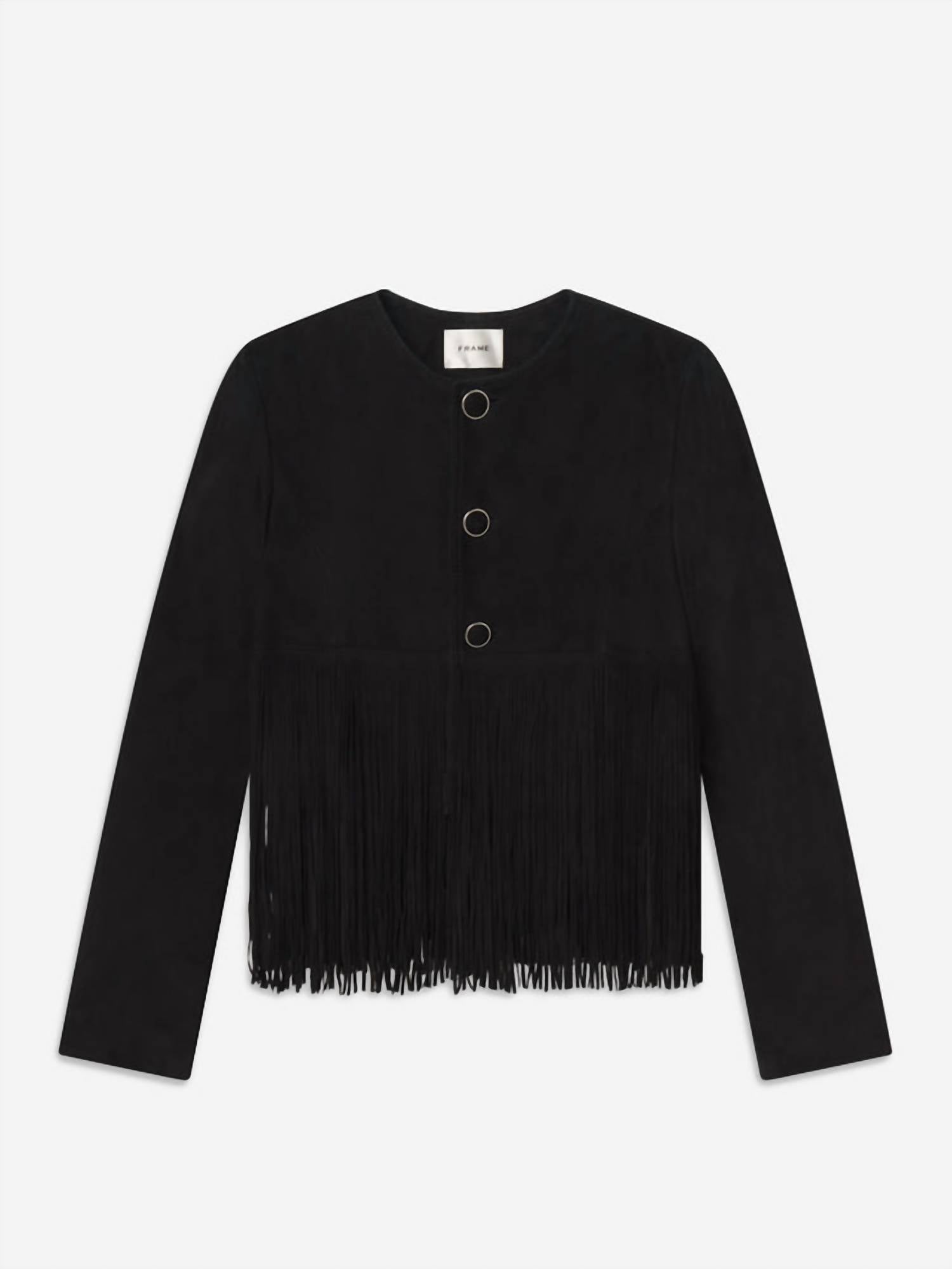 FRAME Saddle Luxe Suede Jacket in black - women's jacket - view 5