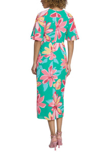 Maggy London - Floral Flutter Sleeve Faux-wrap Dress
