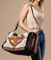 Urbanista - Women's Handwoven Navajo Pattern Duffel Bag With Suede Straps
