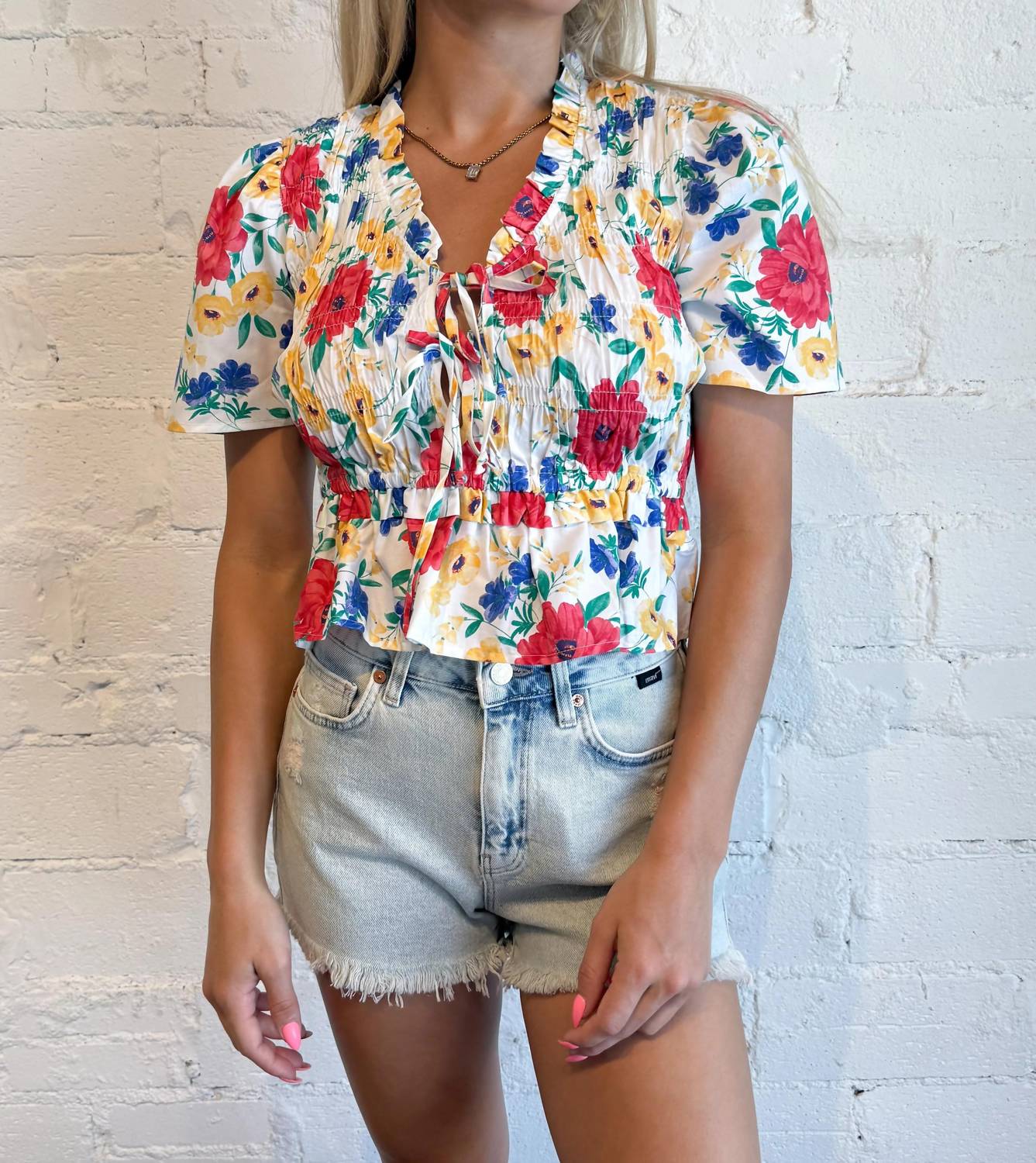 Olivaceous - Elowyn Bloom Ruffle Blouse