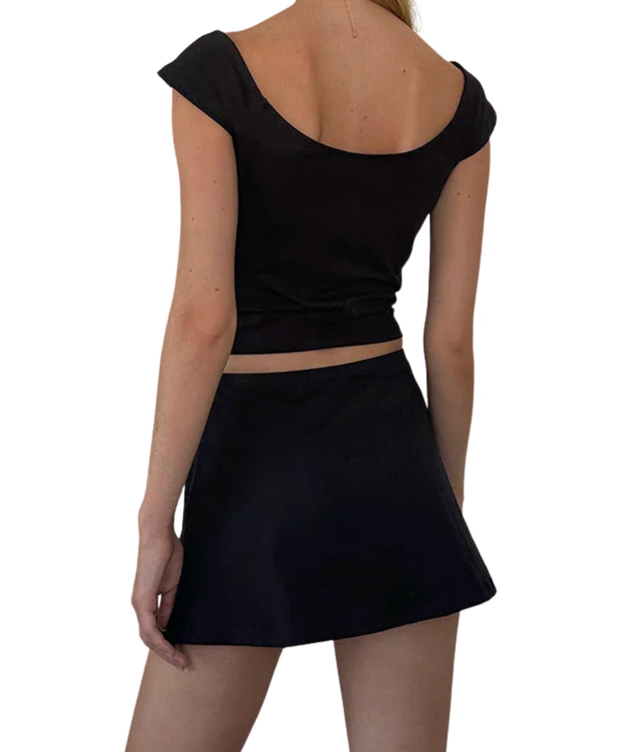 Motel Rocks Junior Women's Nidya Skirt in black - women's skirt - detail view