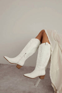 Miracle Miles - Women's High Western Embroidery Block Heel Boot