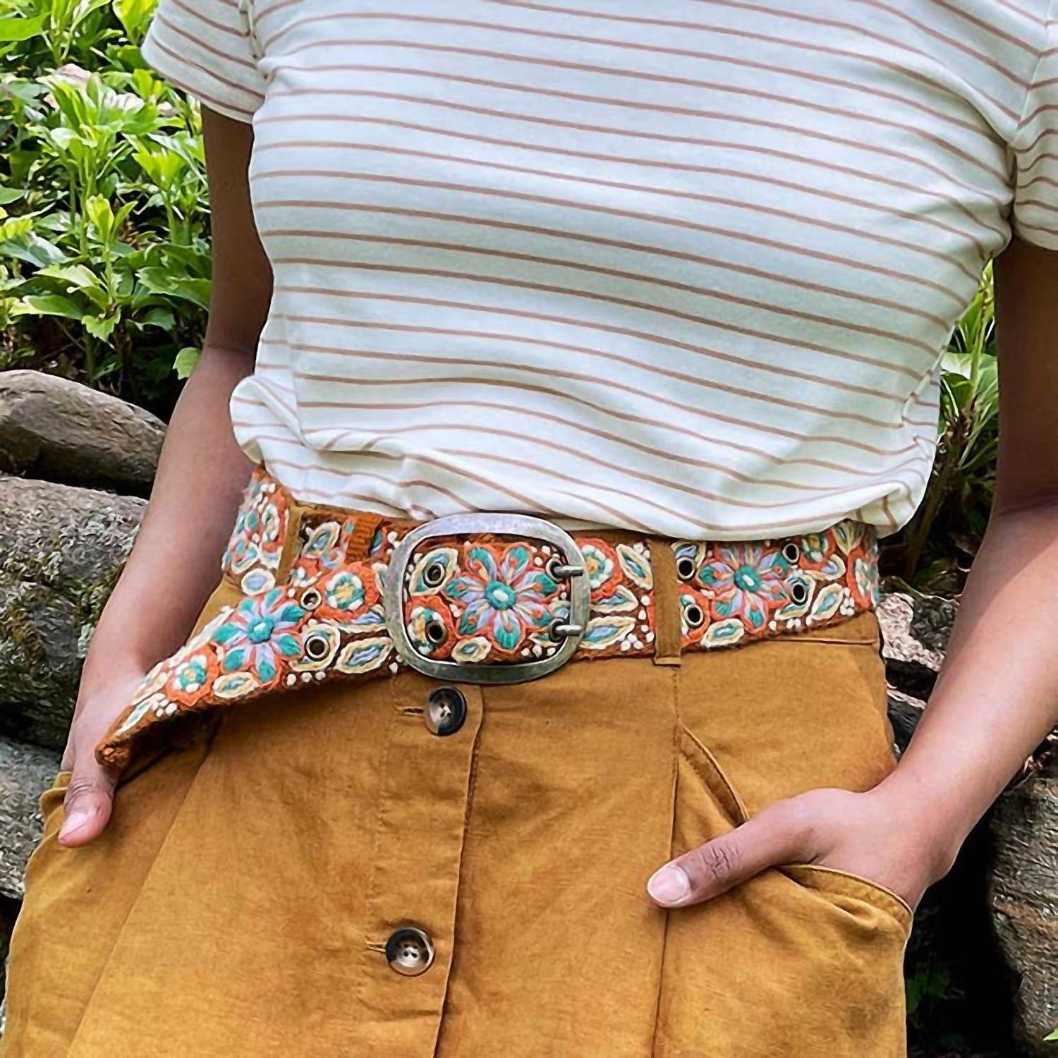 Jenny Krauss - Women's Ground Cover Floral Embroidered Wool Belt