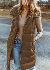 Dear Lover - Hooded Long Quilted Vest Coat