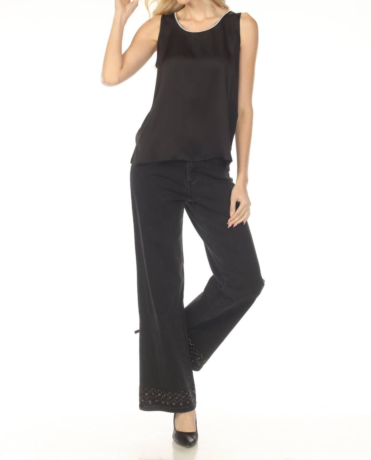 Joseph Ribkoff - Embellished Wide Leg Jeans