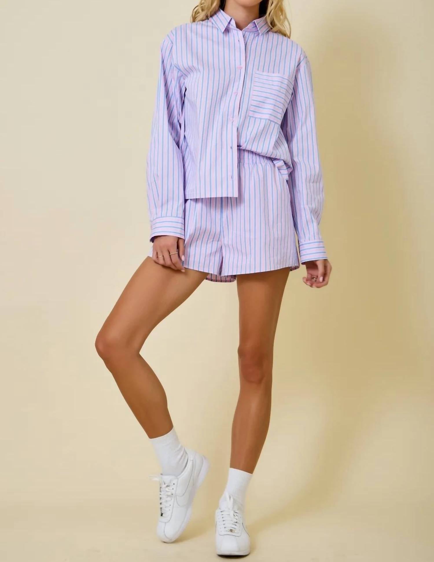 Day + Moon - Striped Button Down Collared Set