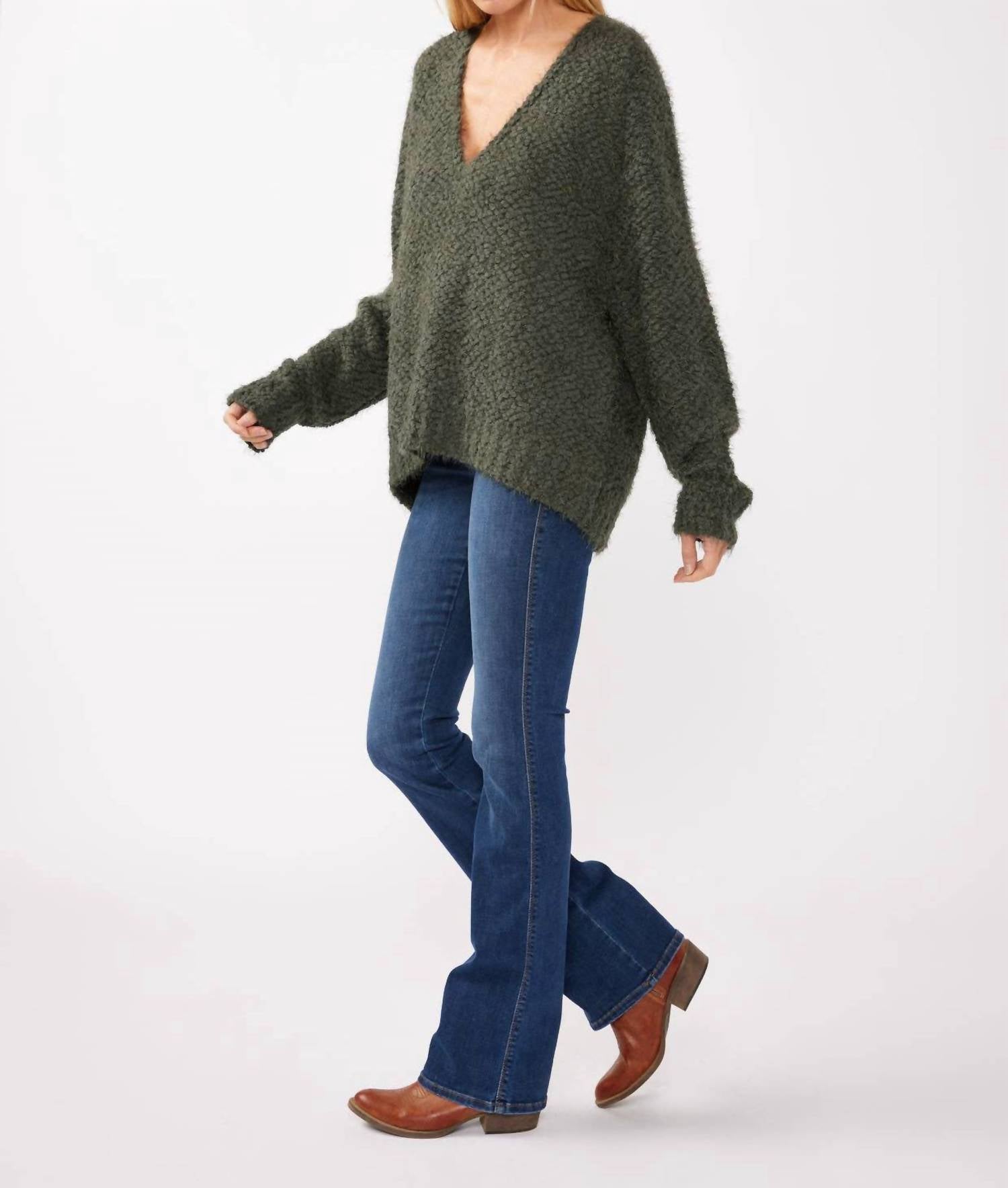 Lovestitch - Hi-low Fuzzy Pullover Sweater