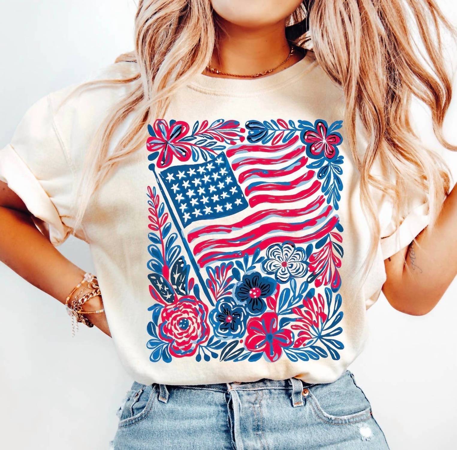 Comfort Colors - Floral Flag Tee