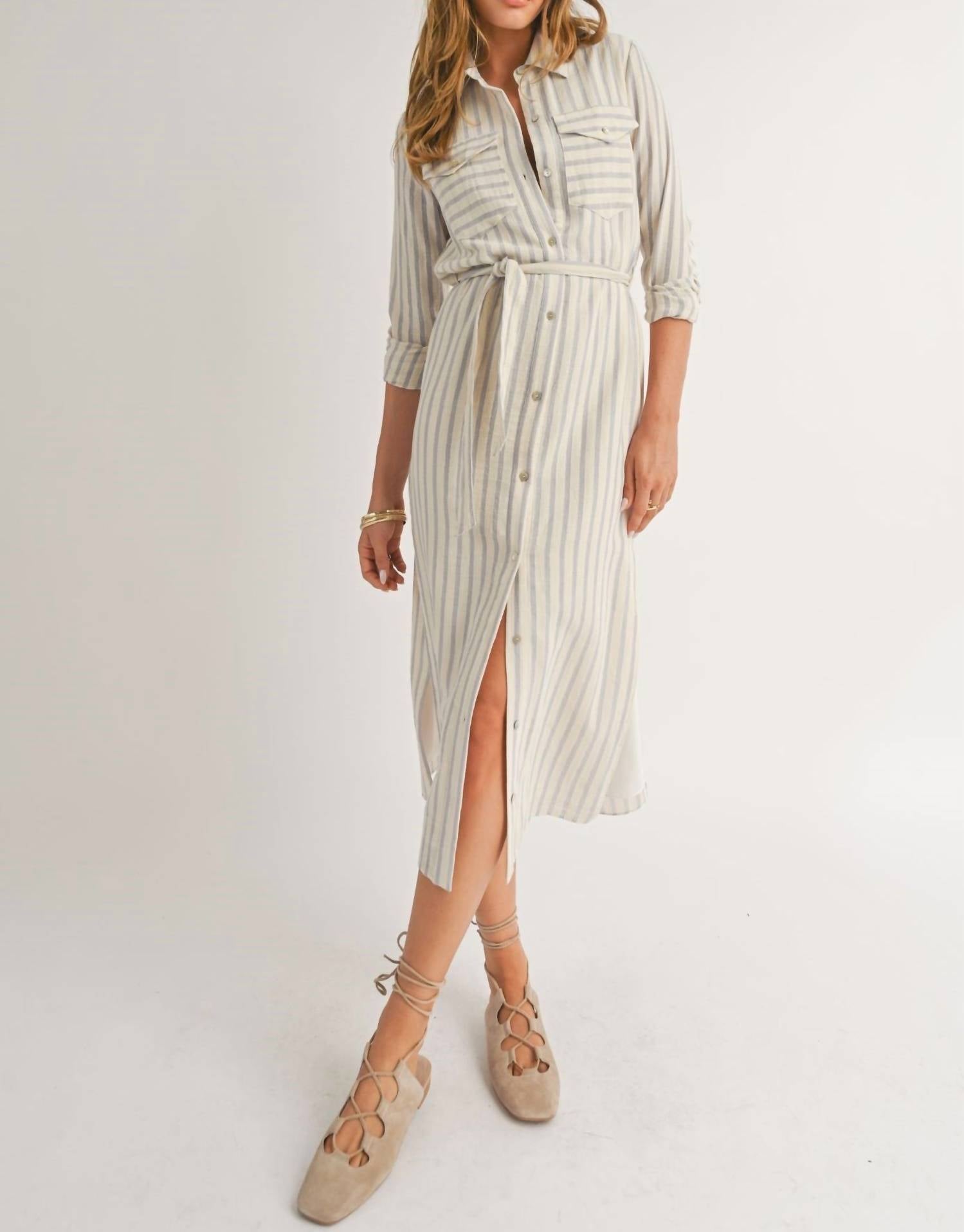 Sage The Label - Sea Stripes Shirt Dress
