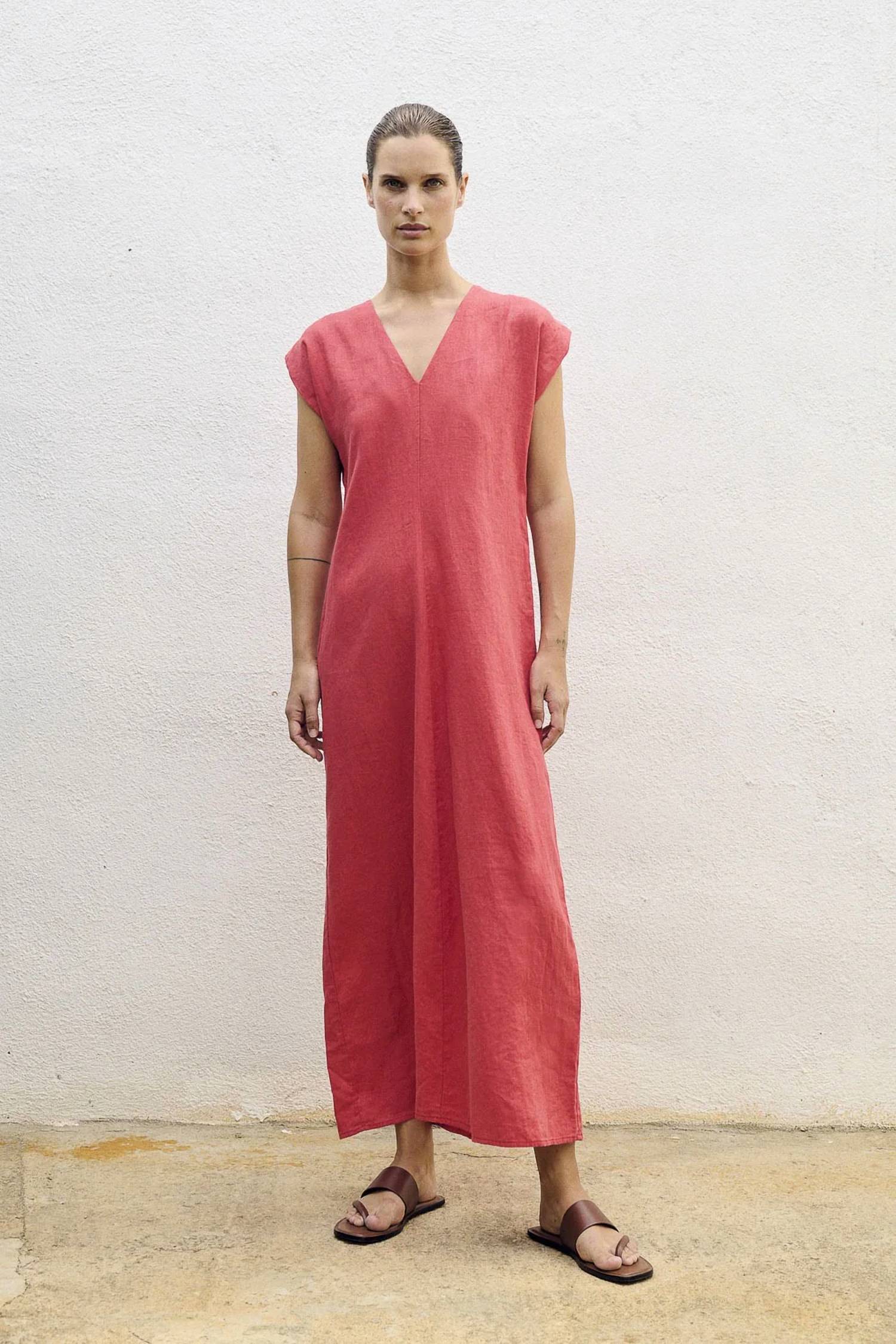 Sita Murt - Cap Sleeve Linen Maxi Dress