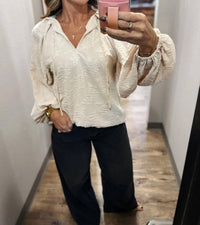 Grade & Gather - Women's Long Sleeve Pleated Blouse