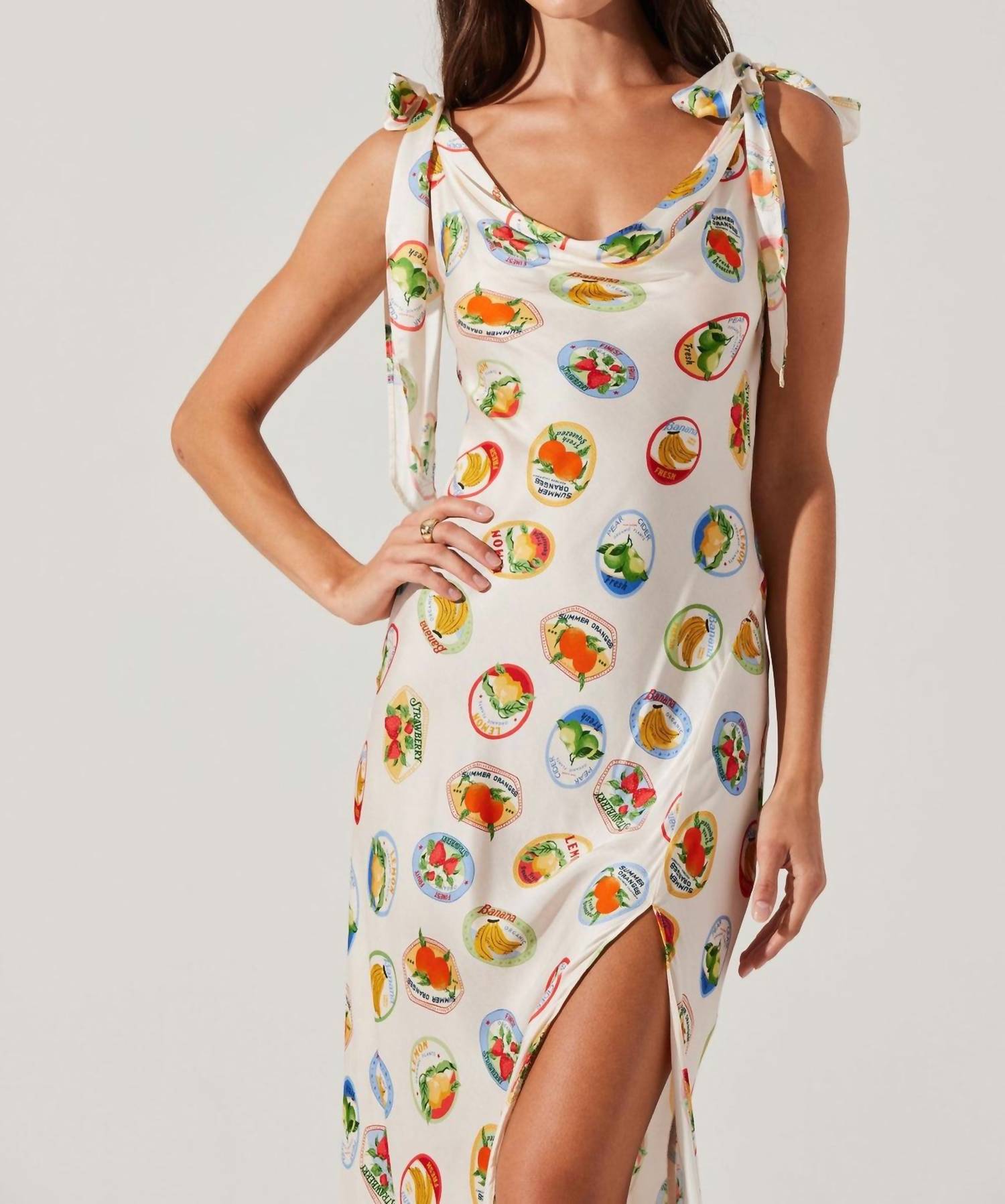 Astr - Allexina Satin Cowl Neck Midi Dress