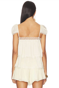 S/W/F - Lace Trim Babydoll Top
