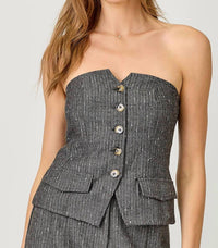 Mystree - Sparkling Pinstripe Strapless Suit Top