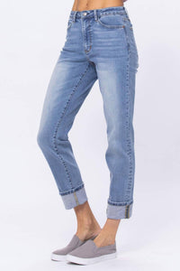 Judy Blue Hi Waist Vintage Wash Boyfriend Jeans in medium blue - women's jeans - alternate view