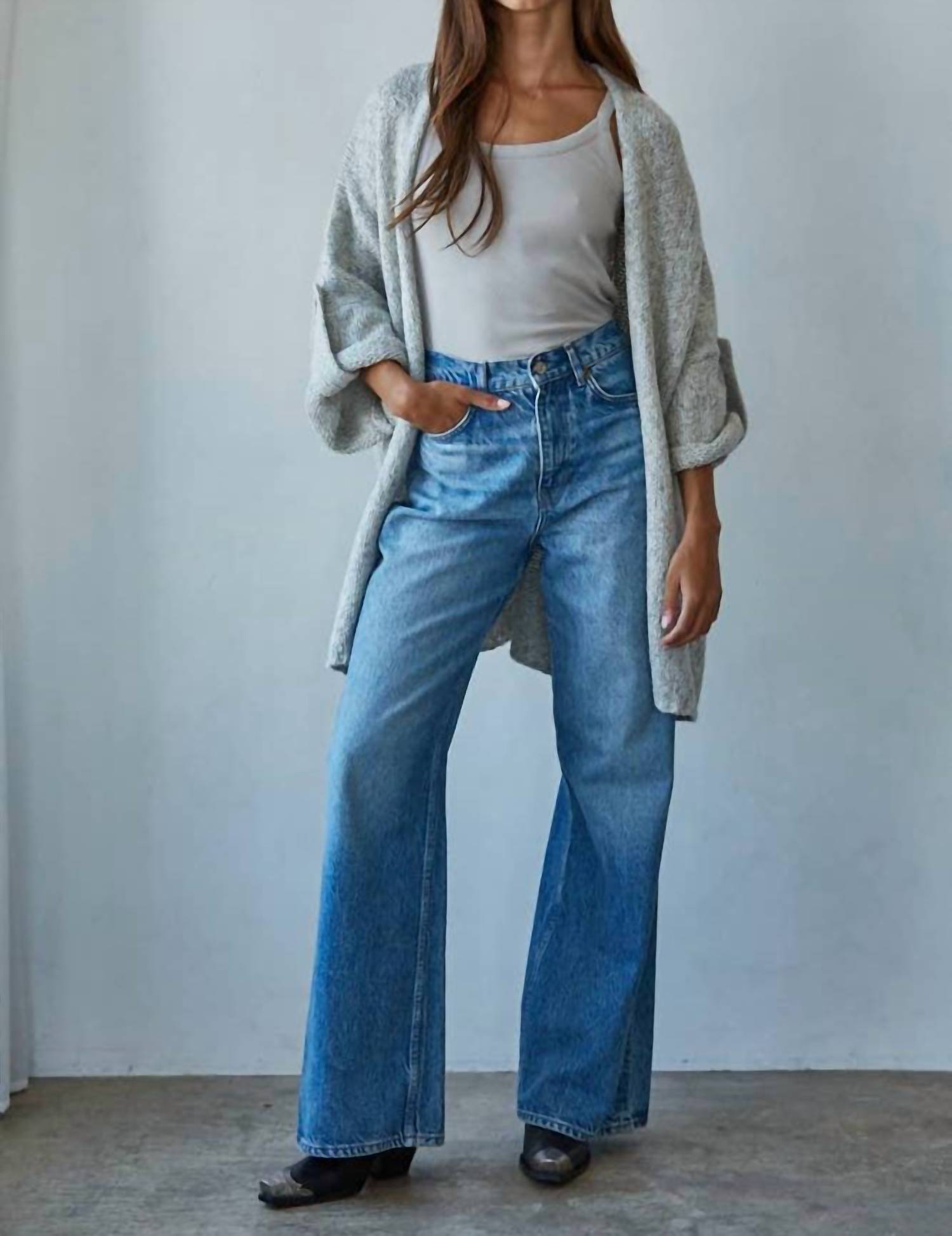 By Together - Knit Folded Quarter Sleeve Cardigan