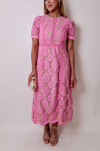 Just Me Lace Maxi Dress in pink - women's dress - alternate view