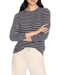 Nic + Zoe - Texture Stripe Button Shoulder Top