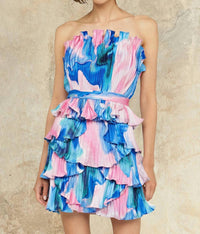 AMUR Jayda Pleated Shell Mini Dress in tide pool - women's dress