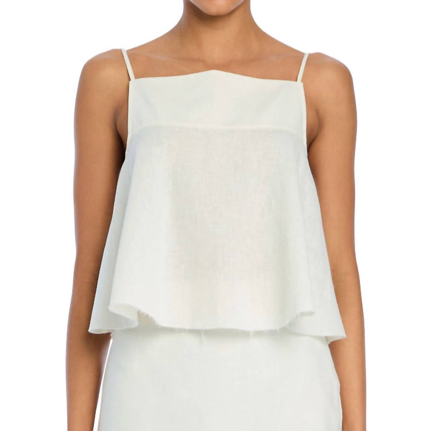 SER.O.YA Miley Linen Top in eggshell - women's tank top