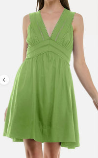 Danny & Nicole Taylor V-neck Sleeveless Mini Dress in lime - women's dress