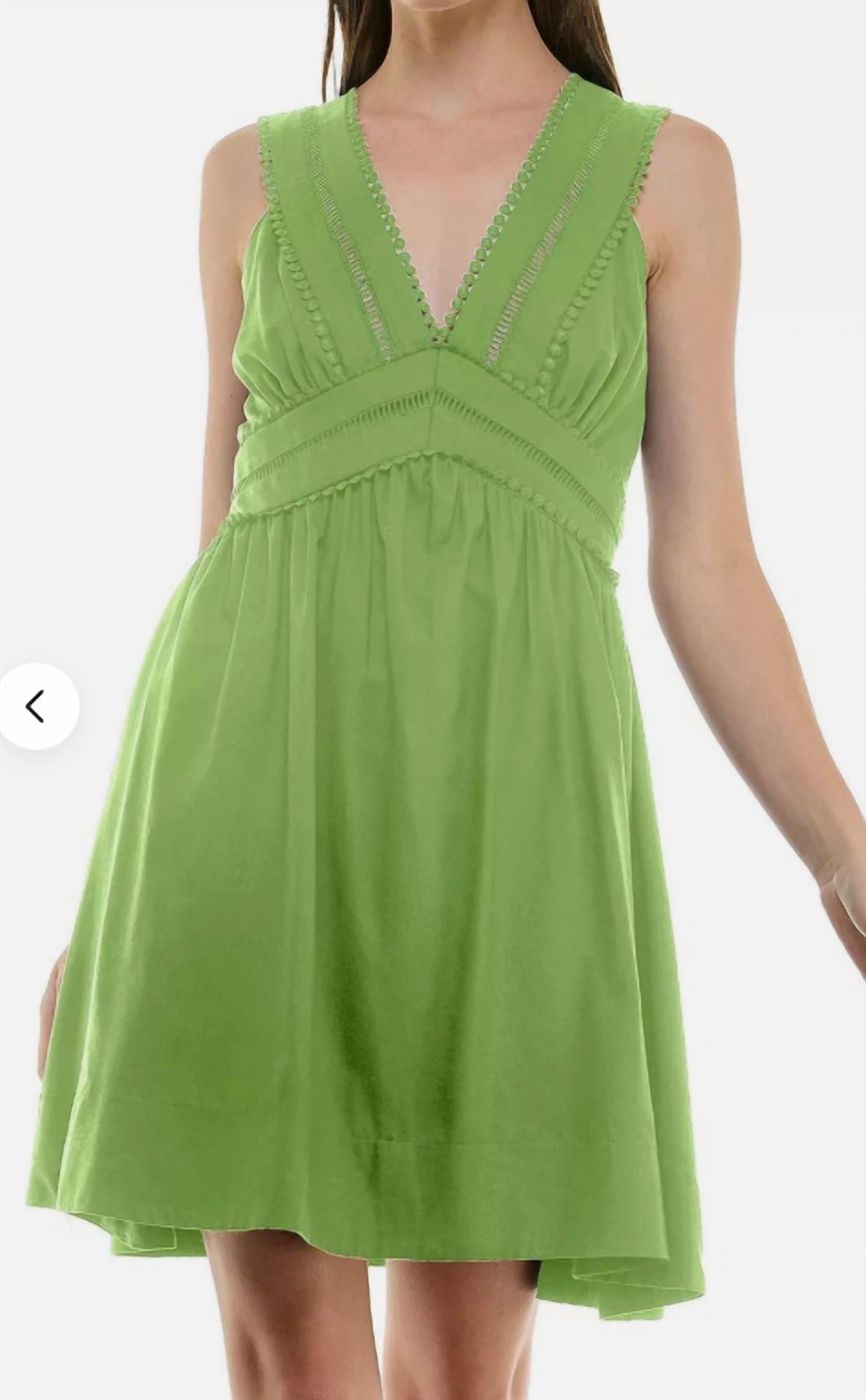 Danny & Nicole Taylor V-neck Sleeveless Mini Dress in lime - women's dress