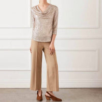 Karen Kane 3/4 Sleeve Drape Front Sequin Top - Plus in champagne - women's blouse - view 5