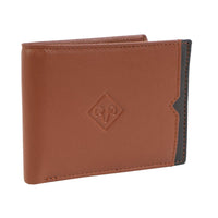 Jack Abrahams Men's Goat Nappa Leather Bi-fold Wallet in cognac black - men's bag