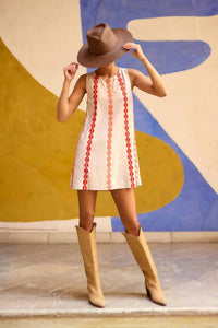 Anna-Kaci - Mallory Citrus Link Shift Dress