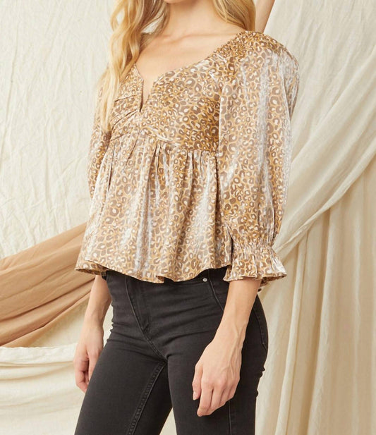 Entro - Leopard Iridescent Babydoll Top