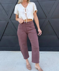 Faire - Women's Square Patch Pocket Ankle-length Barrel Jeans