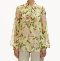 Oscar De La Renta - English Rose Silk Chiffon Blouse