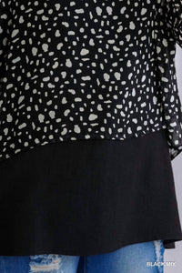 Umgee - Animal Print Chiffon Layered Overlay Top
