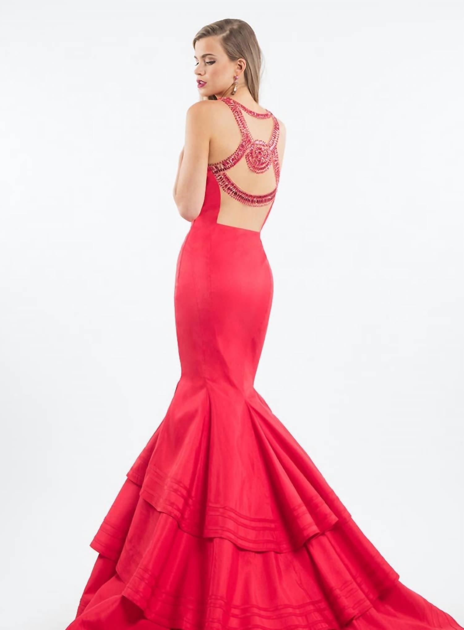 Rachel Allan - Mikado Mermaid Gown With Beaded Mesh