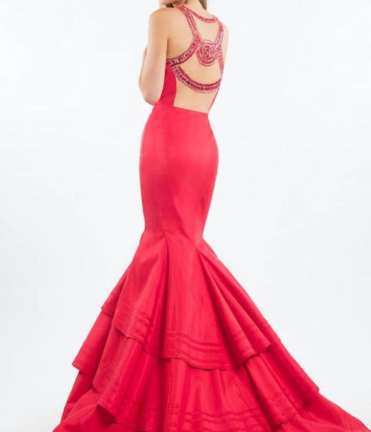 Rachel Allan - Mikado Mermaid Gown With Beaded Mesh