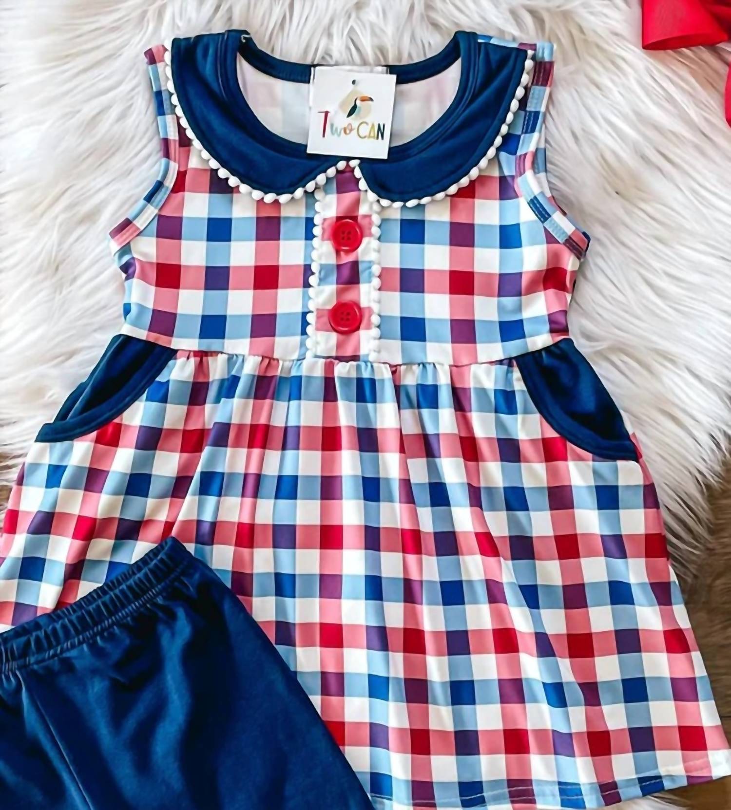 Twocan - Girls Americana Plaid Set