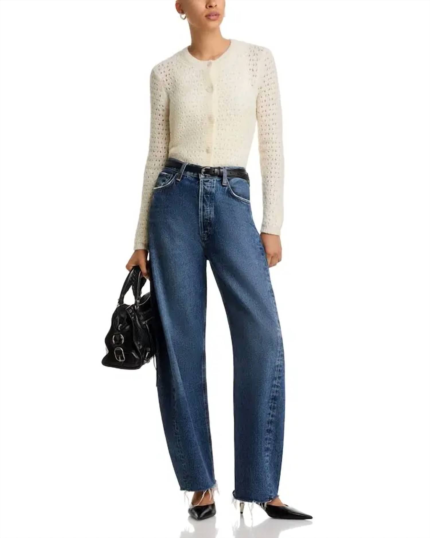 FRAME Chenille Open Stitch Cardigan in cream - women's cardigan - alternate view