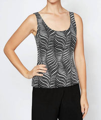 Alex Evenings - Waves Glitter Printed Twinset With Mandarin Neck Jacket And Scoop Neck Tank
