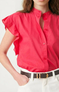 Vanessabruno - Ruffle Sleeve Button Front Top