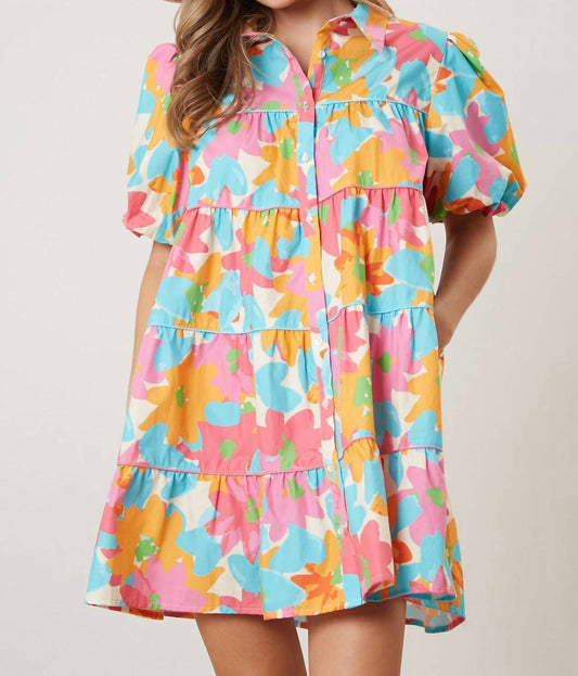 Peach Love - Technicolor Mini Dress