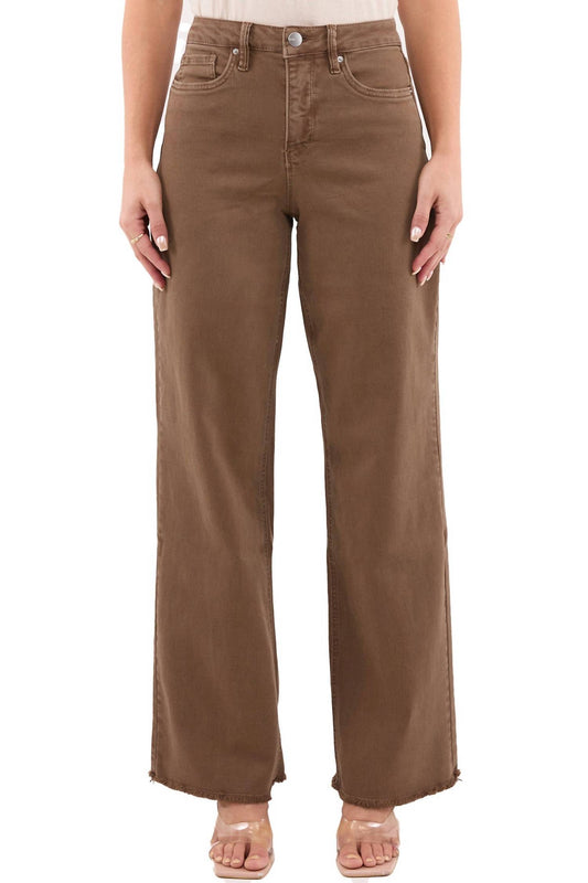 Rfm Denim - Chloe High Rise Frayed Wide Leg Jeans