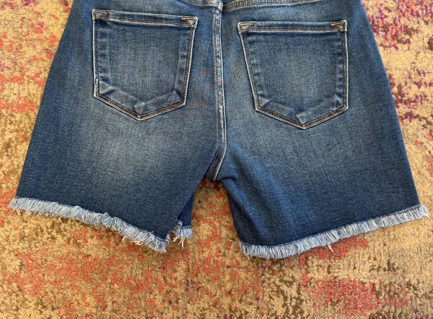 KanCan Women's High Rise Denim Shorts in blue - women's shorts - detail view