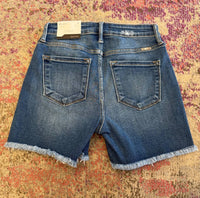 KanCan Women's High Rise Denim Shorts in blue - women's shorts - alternate view
