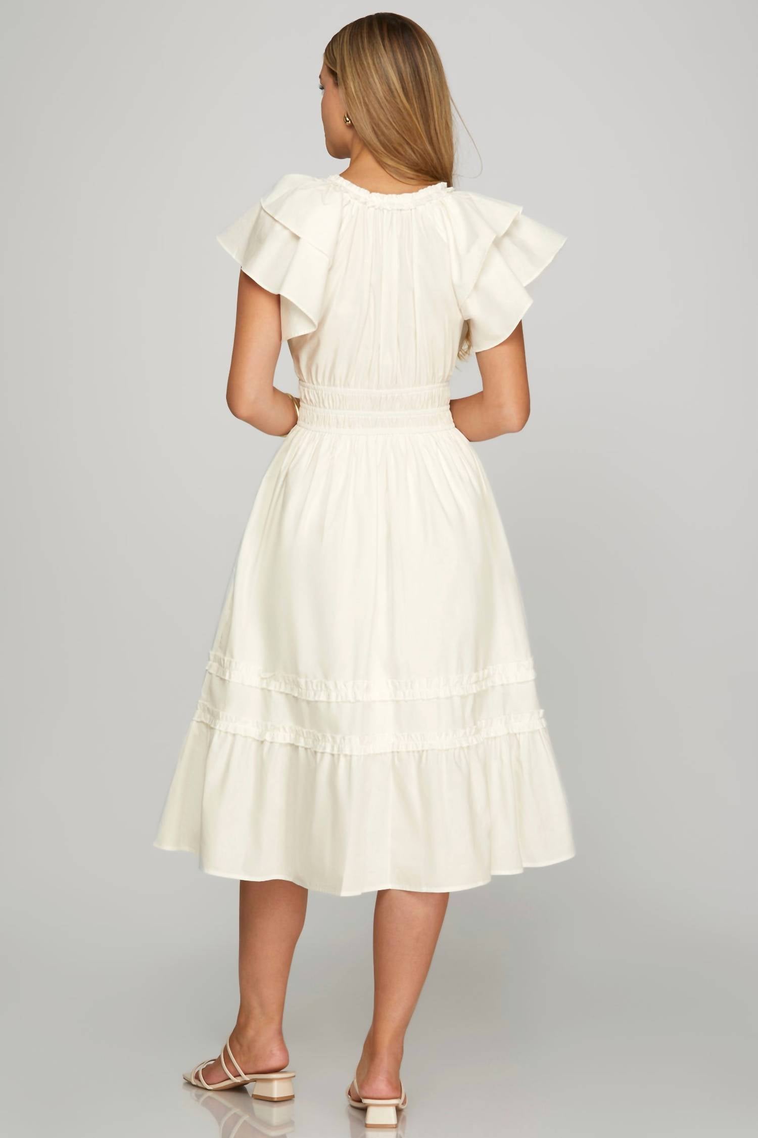 She + Sky - Sierra Ruffle V-neck Midi Dress